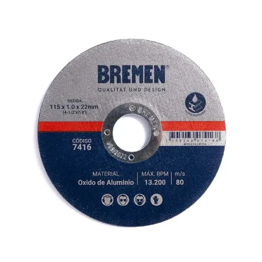 Disco de Corte Bremen 115X1.0X 22MMOX.ALUM.X25U7416