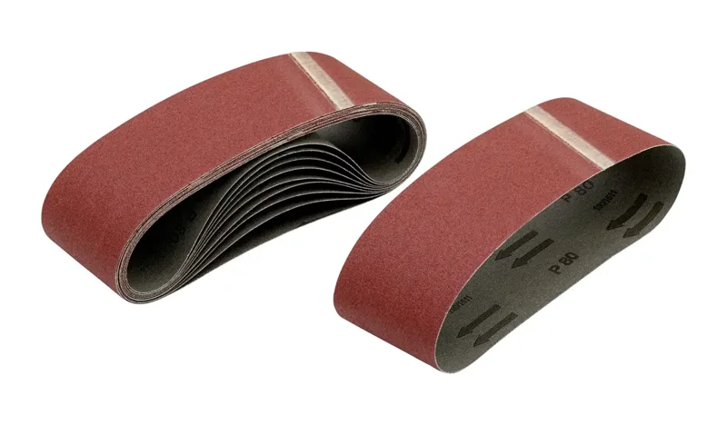 Banda de lija 75x533mm, grano 120, para el lijado en seco de maderas y pinturas