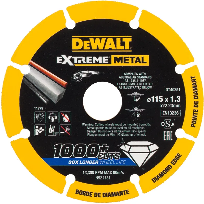 Disco de corte con borde diamantado Extreme Metal 115x1.3x22.3mm