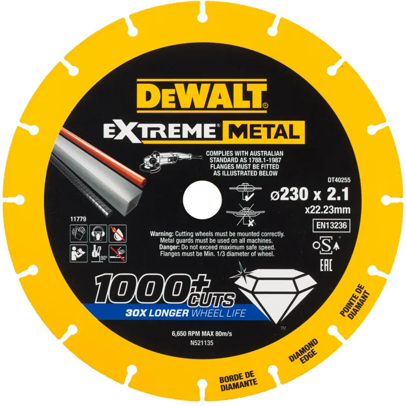 Disco de corte con borde diamantado Extreme Metal 230x1.5x22.3mm