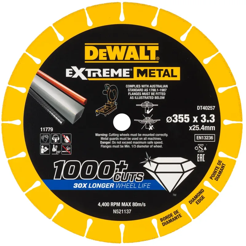 Disco de corte con borde diamantado Extreme Metal 355x3.3x25.4mm
